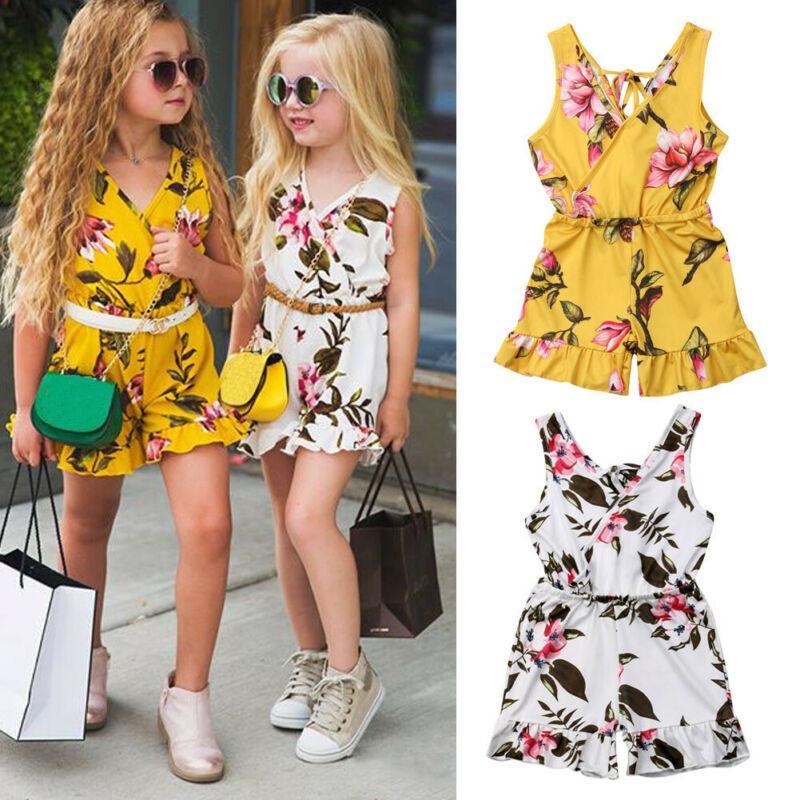 Combinaison Fleurie pour Filles - Robe d'Été Moderne