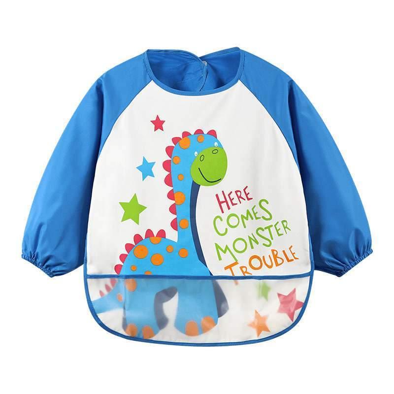 Adorable Waterproof Long Sleeve Baby Feeding Smock with Cartoon Design - Korvel