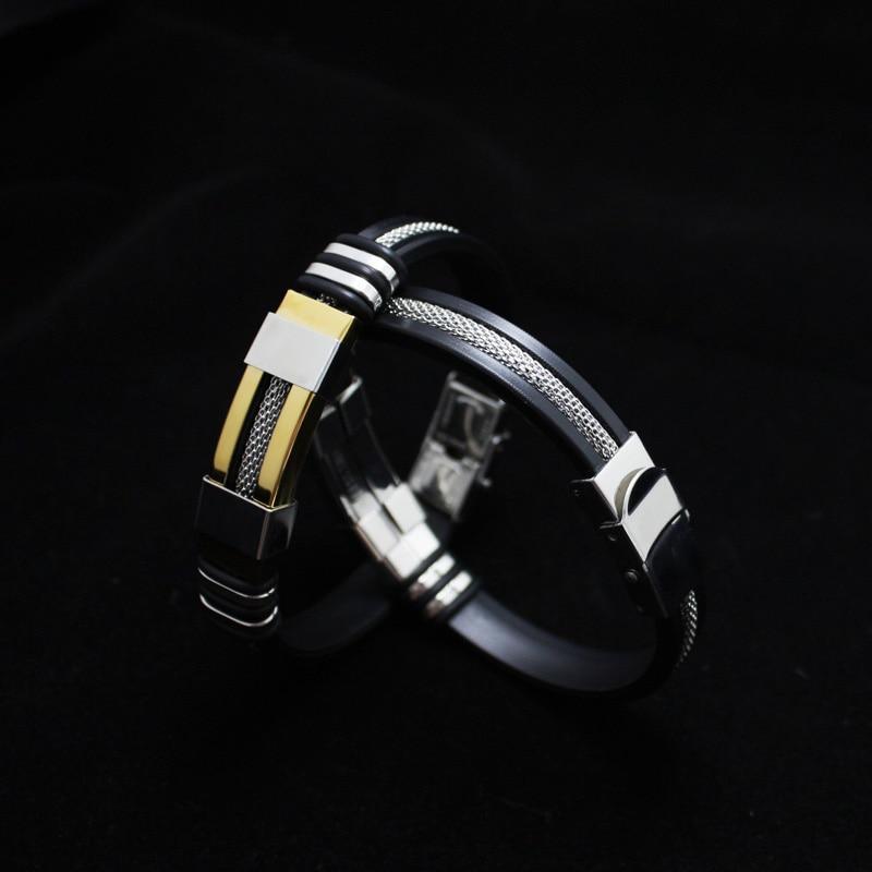Stylish Stainless Steel and Silicone Bracelet for Men