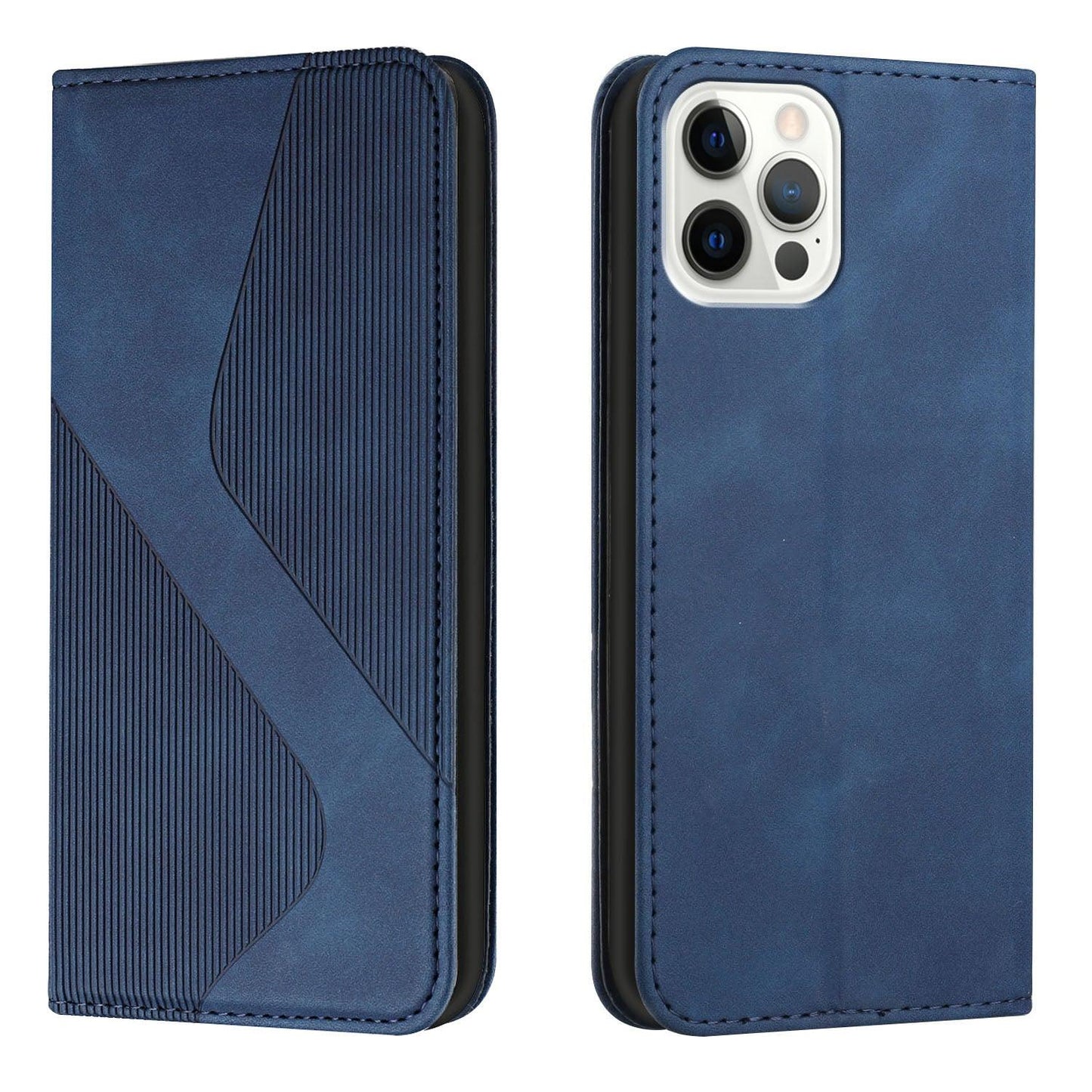 Coque portefeuille flip bleue de luxe pour iPhone 14/13/12/11