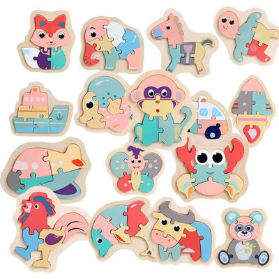 Colorful Wooden Animal Puzzle for Toddlers - Educational Fun