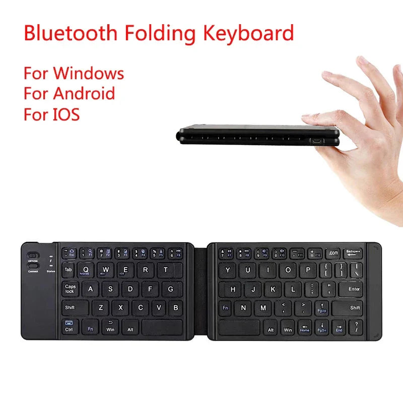 Light-Handy Bluetooth Folding Mini Backlit Keyboard Foldable Wireless Keypad For IOS/Android/Windows Ipad Tablet Laptop Computer - Korvel