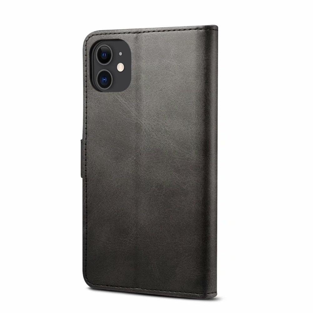 Luxury Red Leather Magnetic Flip Case for iPhone