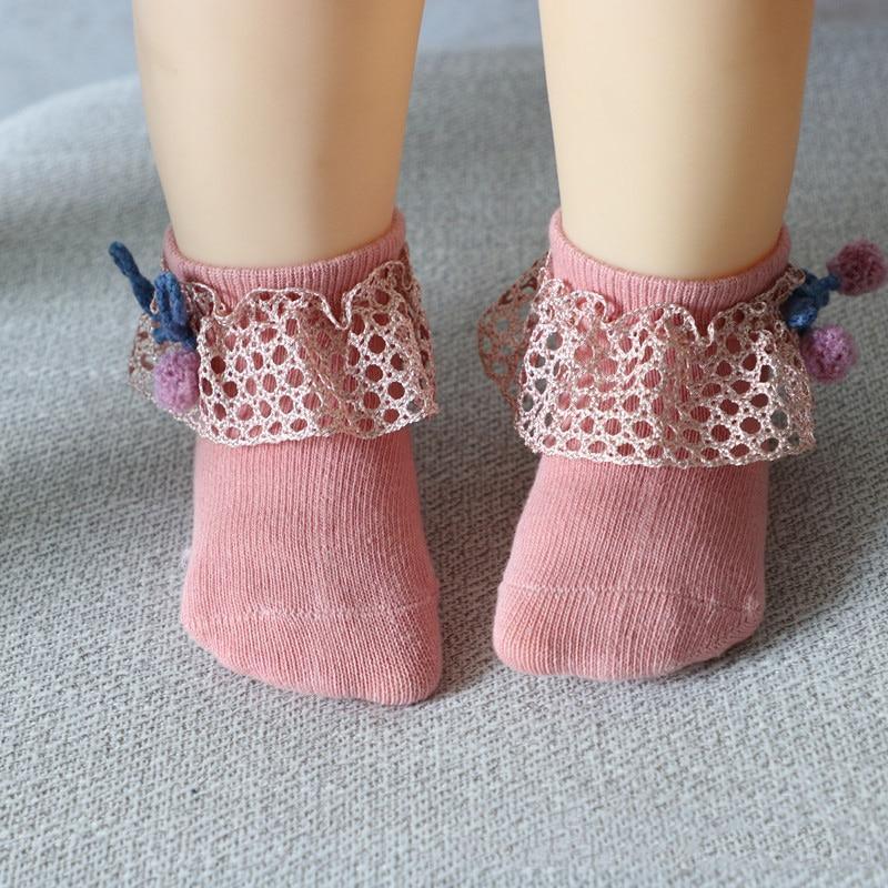 Calcetines para Niña con Lazos de Encaje y Flores