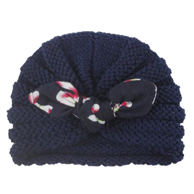 Charming Handmade Cotton Baby Turban Hat with Colorful Bow for Boys and Girls - Perfect for Autumn and Winter - Korvel