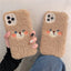Coque de téléphone en peluche ours brun mignon pour modèles d'iPhone