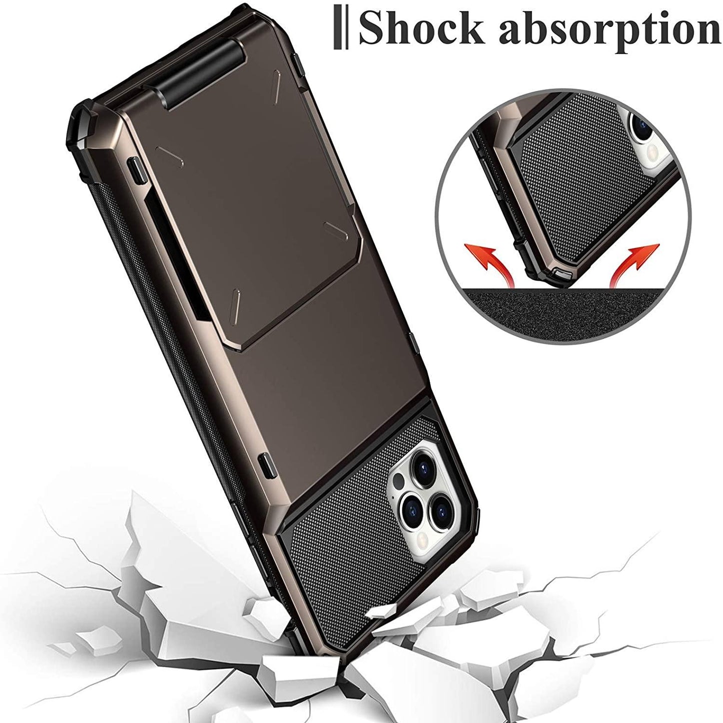 Funda para teléfono con bolsillo oculto y tarjetero para hombres en azul para iPhone 13/14