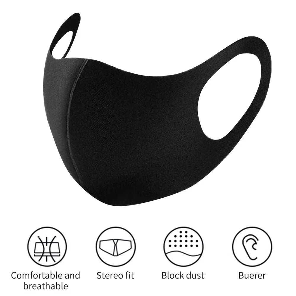 1PC Mouth Mask PM2.5 Anti Haze Black Dust Mask Nose Filter Windproof Muffle Bacteria Fabric Cloth Respirator Face Care - Korvel
