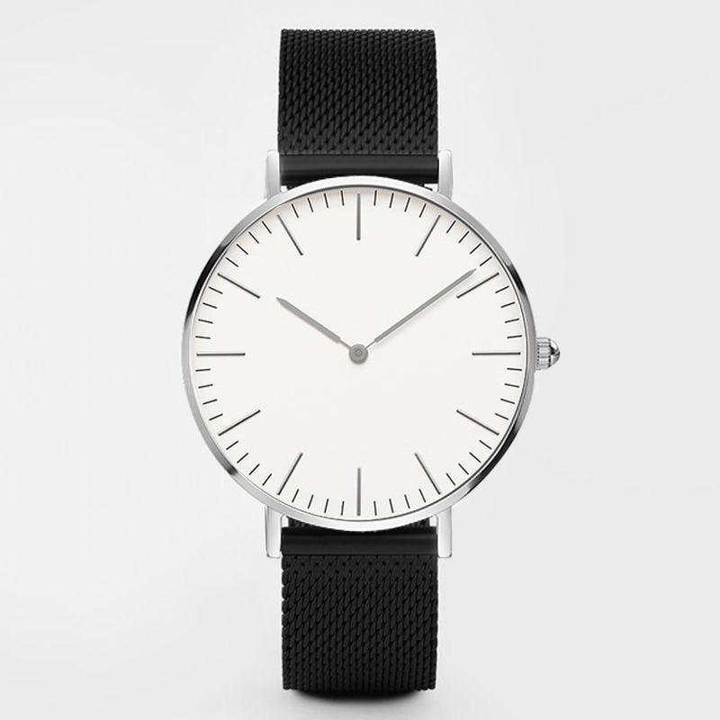 Montre en acier inoxydable ultra fine unisexe
