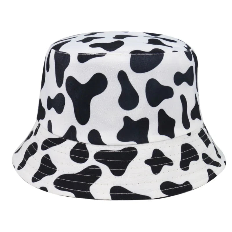 FOXMOTHER New Fashion Reversible Black White Cow Pattern Bucket Hats Fisherman Caps For Women Gorras Summer - Korvel