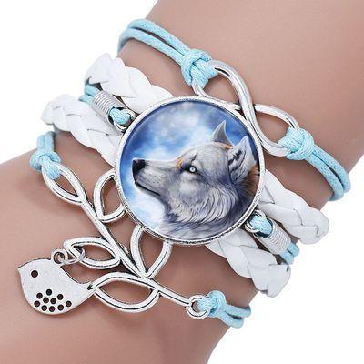 Classic Retro Wolf Head Leather Bracelet for Men & Women