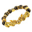 Obsidian Stone Beads Bracelet - Unisex Gold Black Pixiu Design
