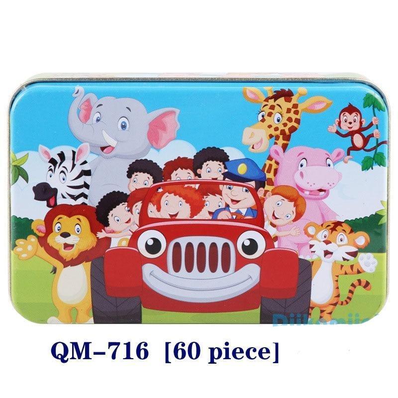 60-Piece Cartoon Animal Wooden Puzzle for Kids - Educational Fun Toy - Korvel