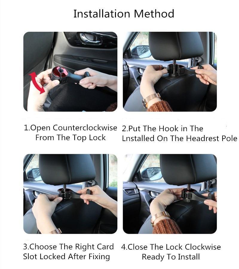 Crochets de Têtière de Voiture Réglables et Support de Téléphone