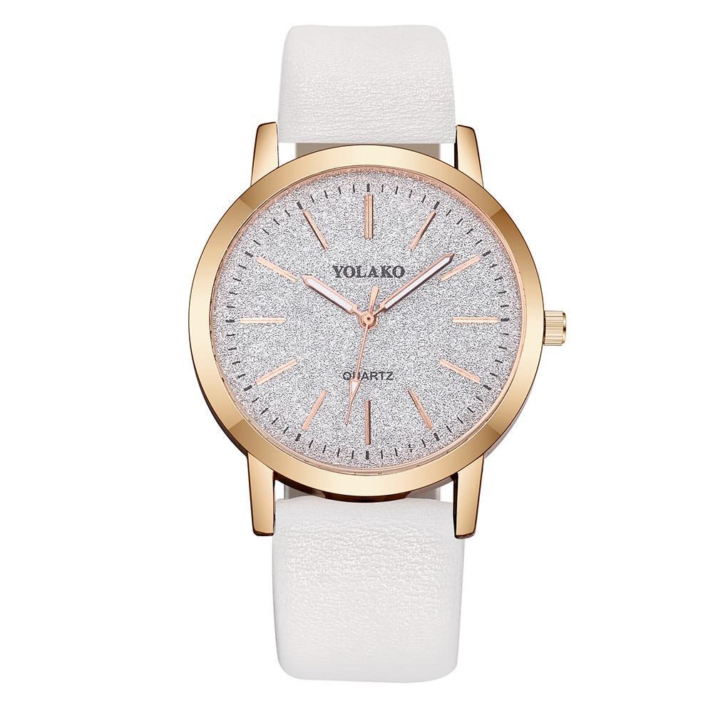 Montre à quartz de luxe pour femmes avec bracelet en cuir