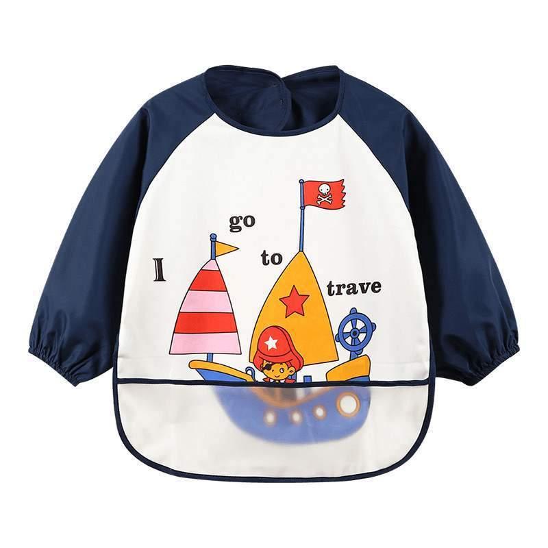 Adorable Waterproof Long Sleeve Baby Feeding Smock with Cartoon Design - Korvel