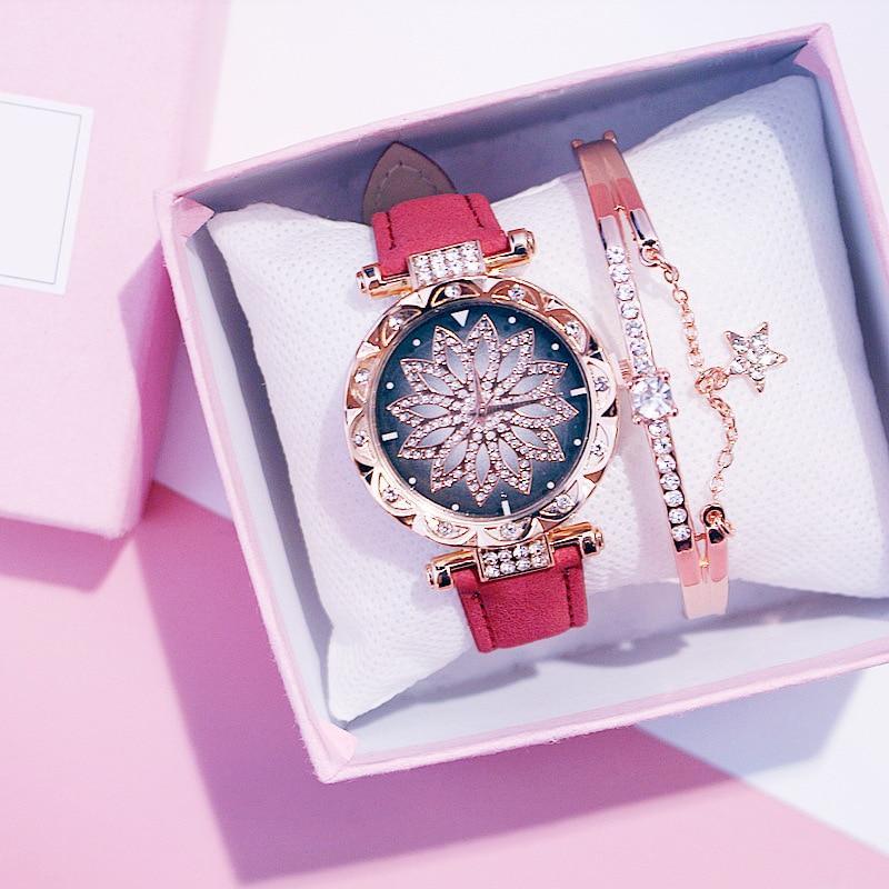 Elegant Starry Sky Women's Quartz Watch Set