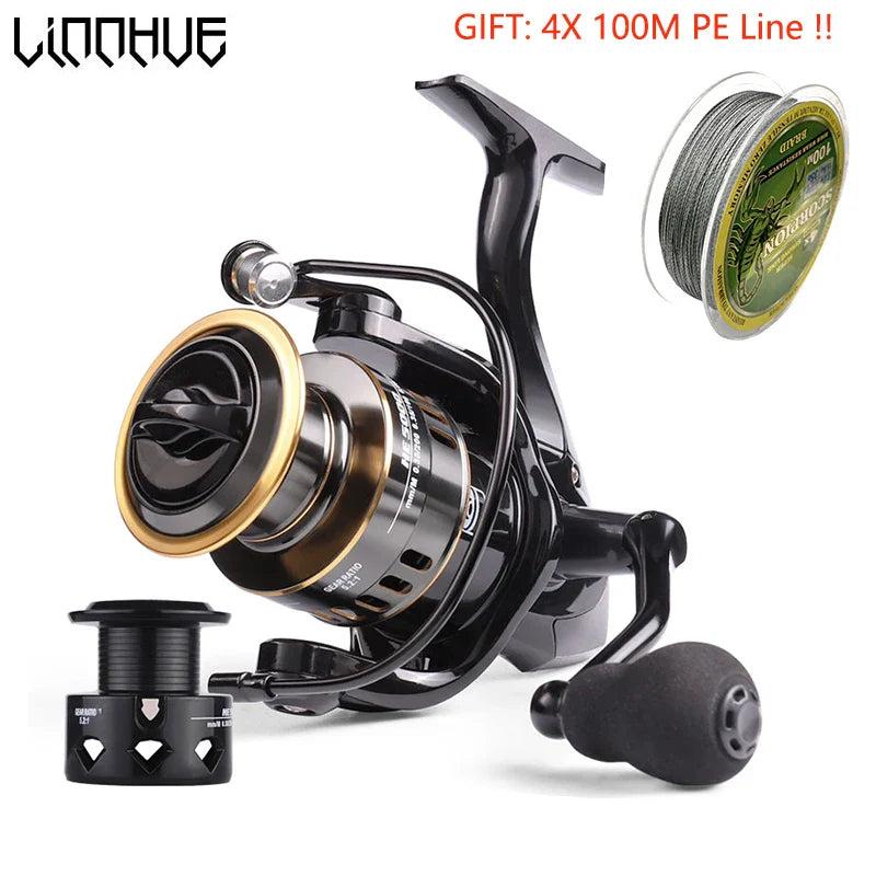 CARRETE DE PESCA DE SPINNING LINNHUE HE7000 - Rendimiento de Alta Velocidad
