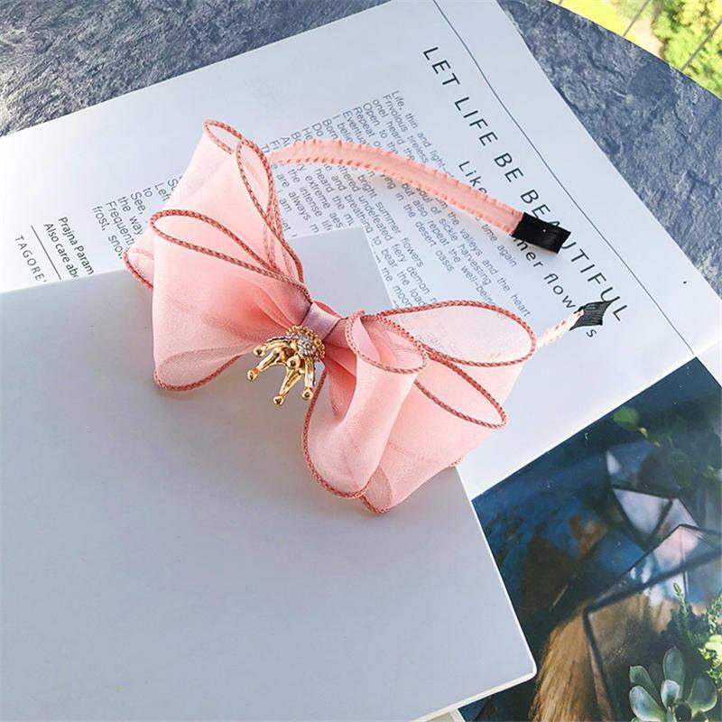 Luxury Pearl Handmade Bowknot Crown Headband for Baby Girls