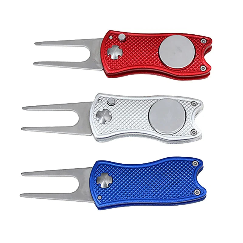 Foldable Golf Divot Tool with Golf Ball  Tool Pitch Groove Cleaner Golf Training Aids Golf Accessories Putting Green Fork - Korvel