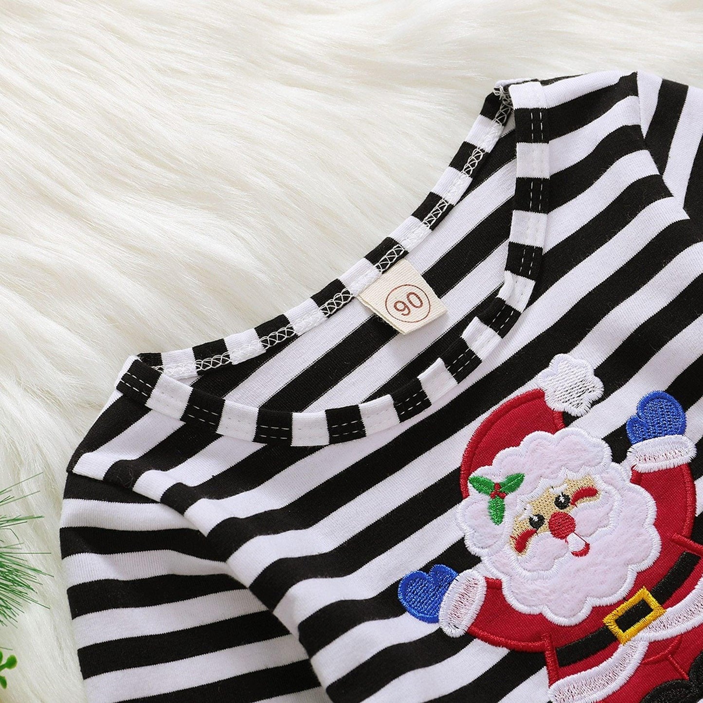 Vestido y diadema a rayas de Santa para niñas bebés en Navidad
