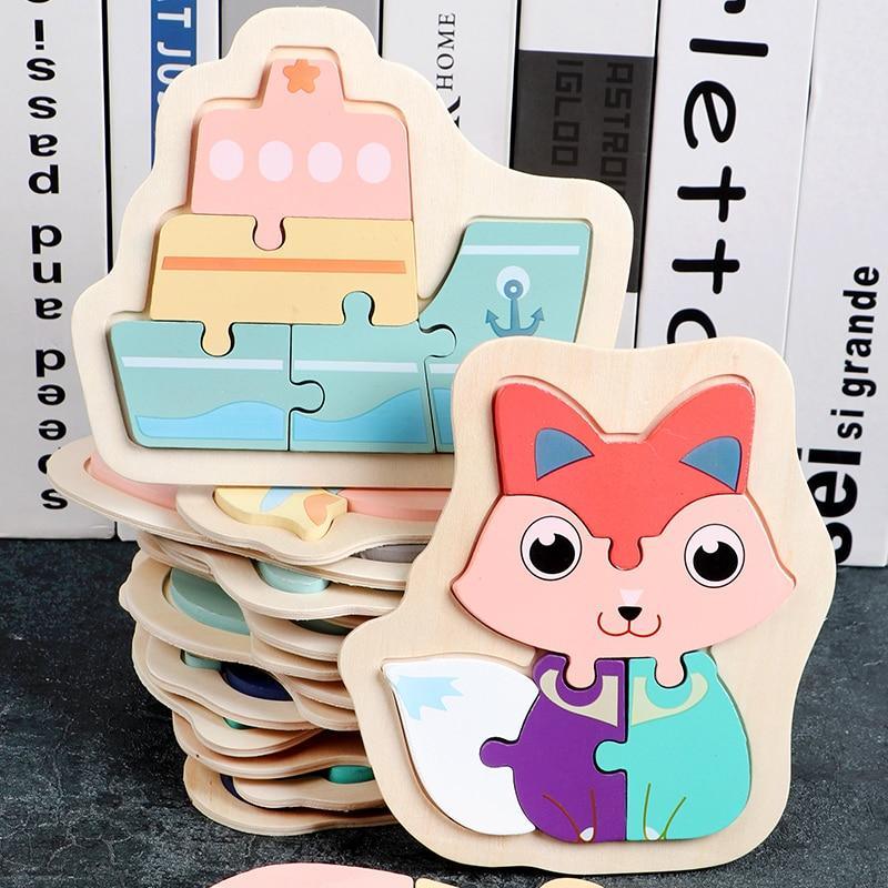 Rompecabezas de Madera Colorido de Animales para Niños Pequeños - Diversión Educativa