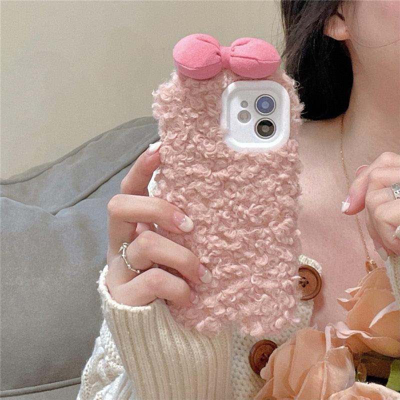 Fluffy Warm Cartoon Phone Case for iPhone