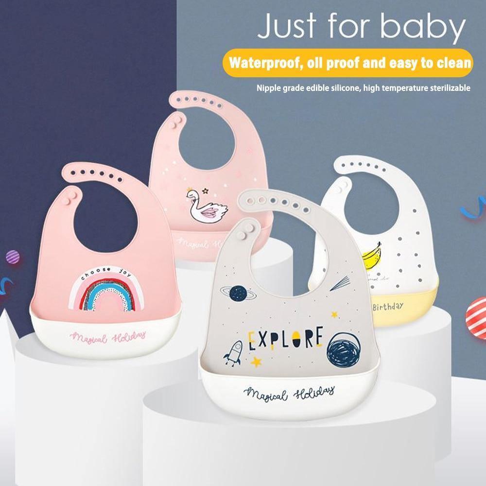 Bavoir en silicone imperméable ajustable pour bébés et enfants