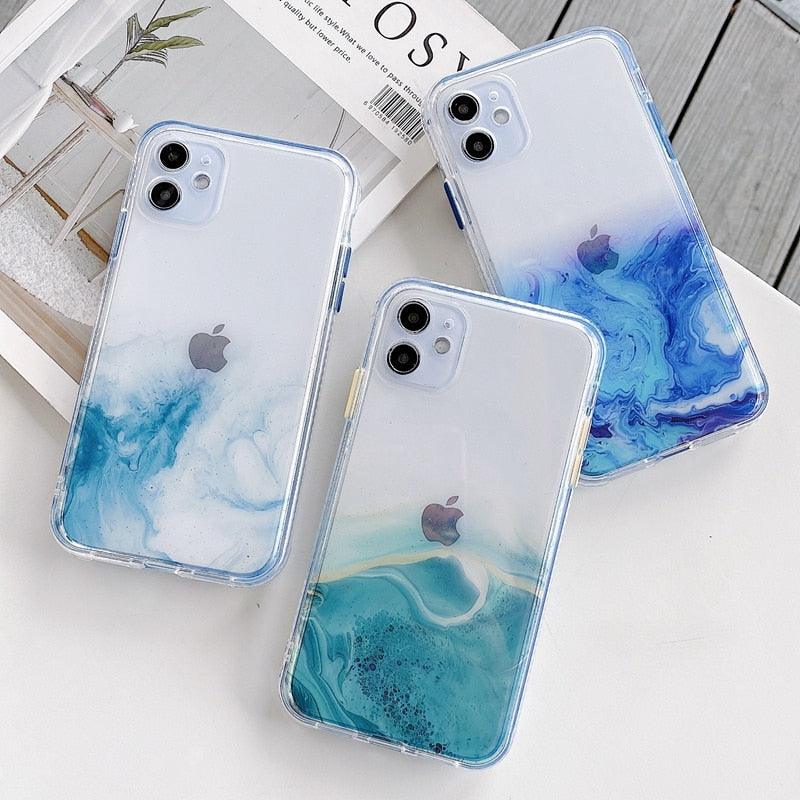 Funda Transparente de Mármol de Lujo para iPhone
