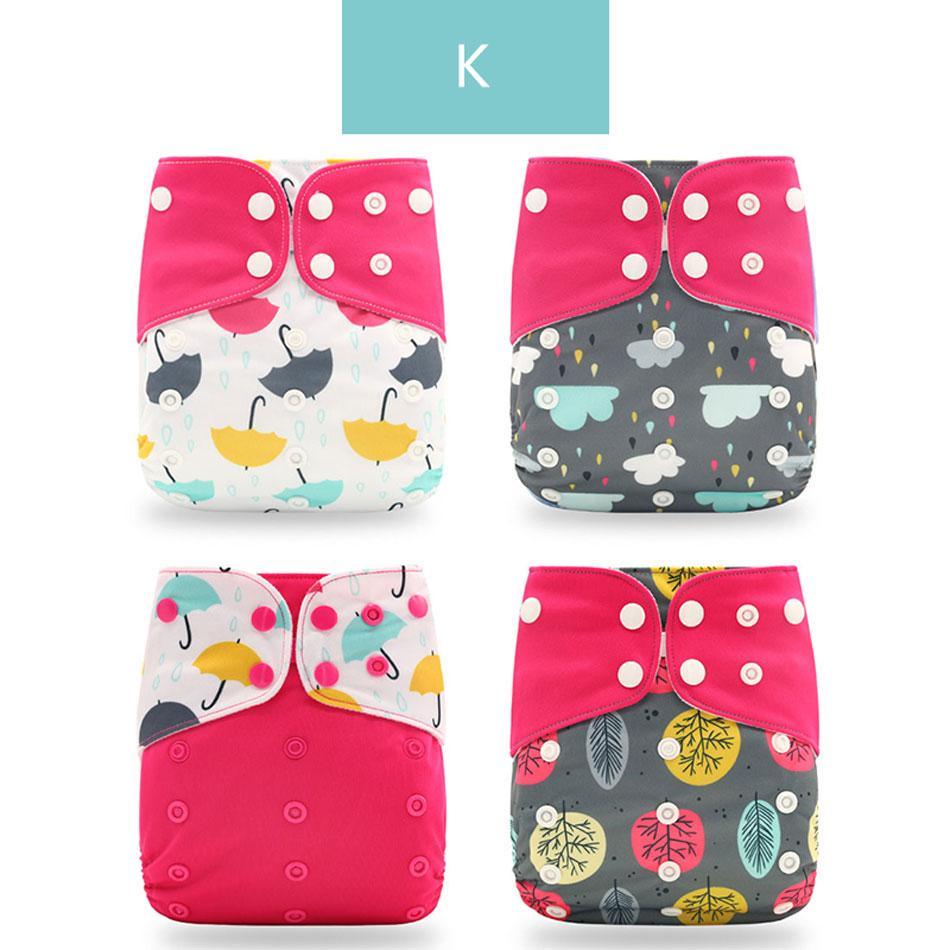 4PCS Eco-friendly Adjustable Cloth Diapers Set for Babies