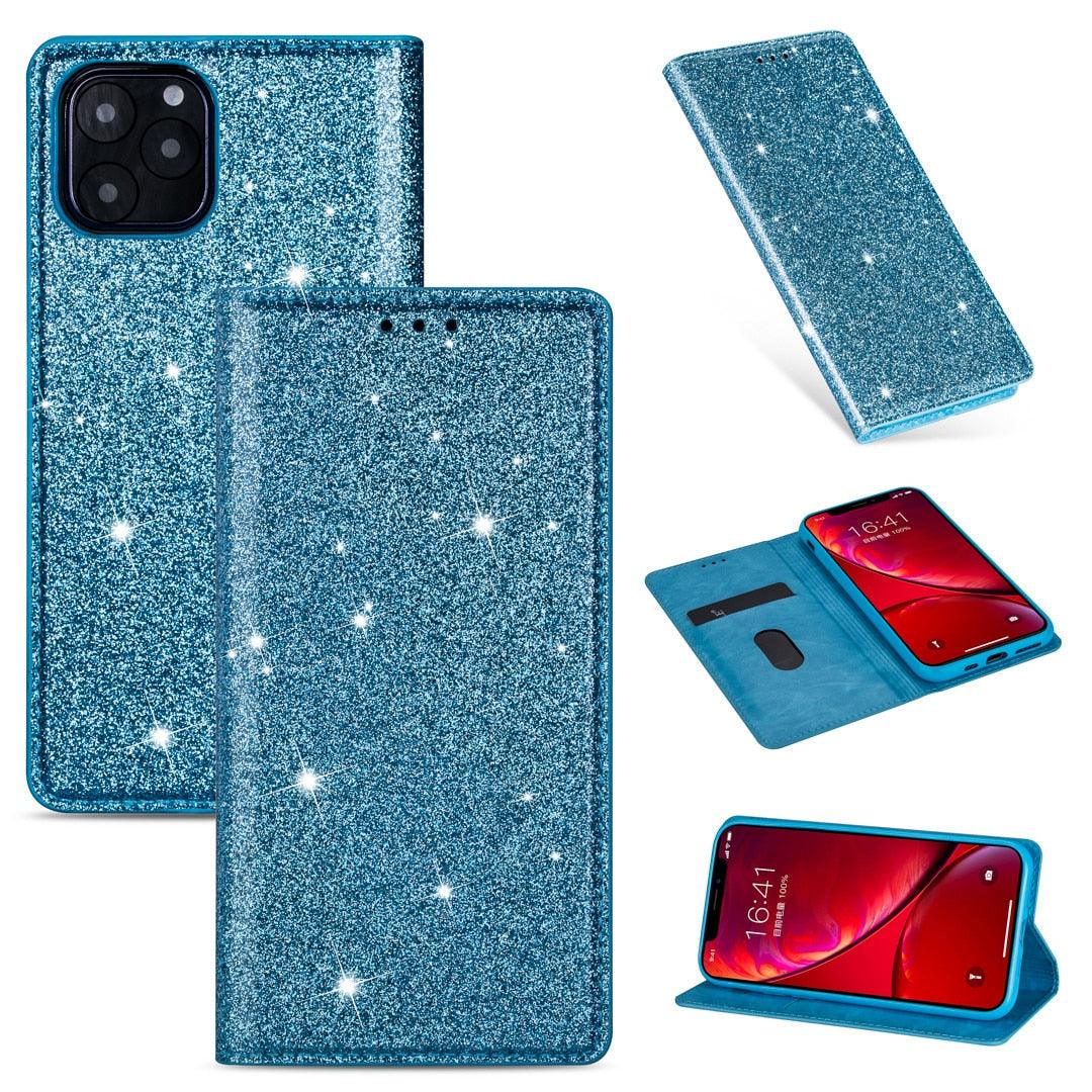 Glitter Leather Magnetic Flip Case for iPhone 14/13/12/11