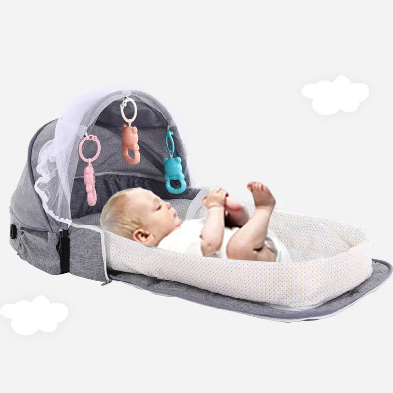 Portable Bed Foldable Baby Bed Travel Sun Protection Mosquito Net Breathable Soft Infant Folding Sleeping Basket With Toys - Korvel