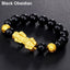 Obsidian Stone Beads Bracelet - Unisex Gold Black Pixiu Design