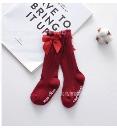 Charming Non-Slip Cotton Knee High Socks with Bow for Baby Girls - Korvel