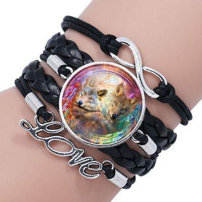 Classic Retro Wolf Head Leather Bracelet for Men & Women