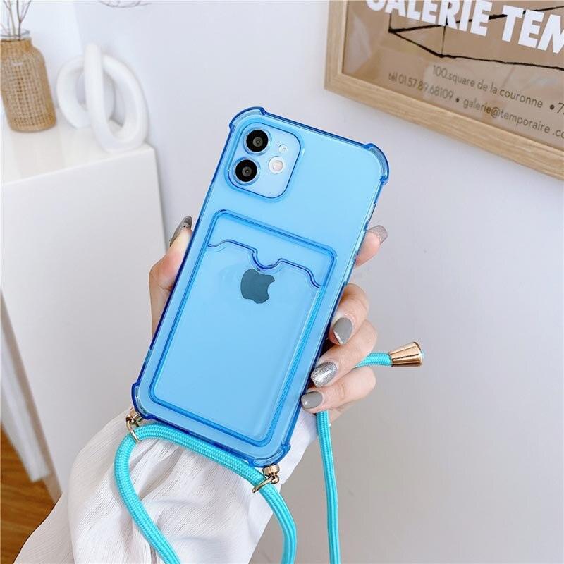 Transparent Crossbody Wallet Case for iPhone