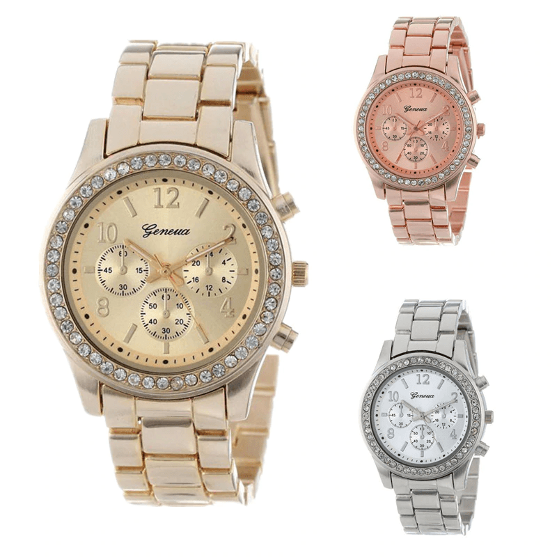 Montre classique de luxe en rhinestones pour femmes