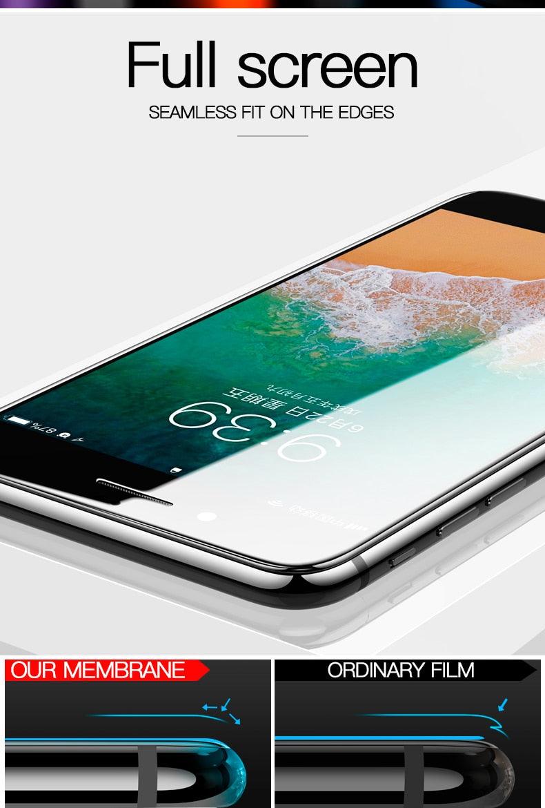 Protecteur d'écran en verre trempé à bords incurvés premium pour iPhone