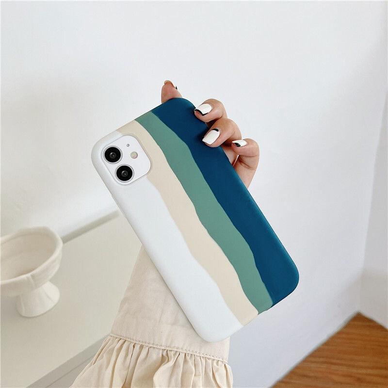 Funda de Silicona Arcoíris de Lujo para iPhone - Protección Premium