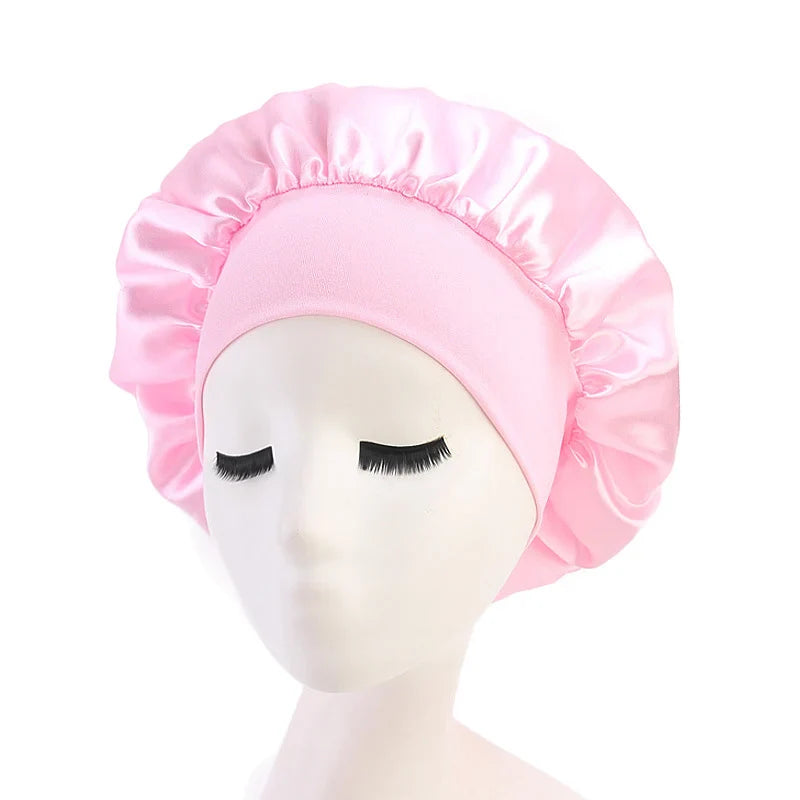 1pc Adjust Solid Satin Bonnet Hair Styling Cap Long Hair Care Women Night Sleep Hat Silk Head Wrap Shower Cap Hair Styling Tools - Korvel