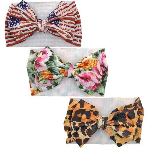 Conjunto de 3 Diademas de Lujo Hechas a Mano para Niñas con Lazos Grandes