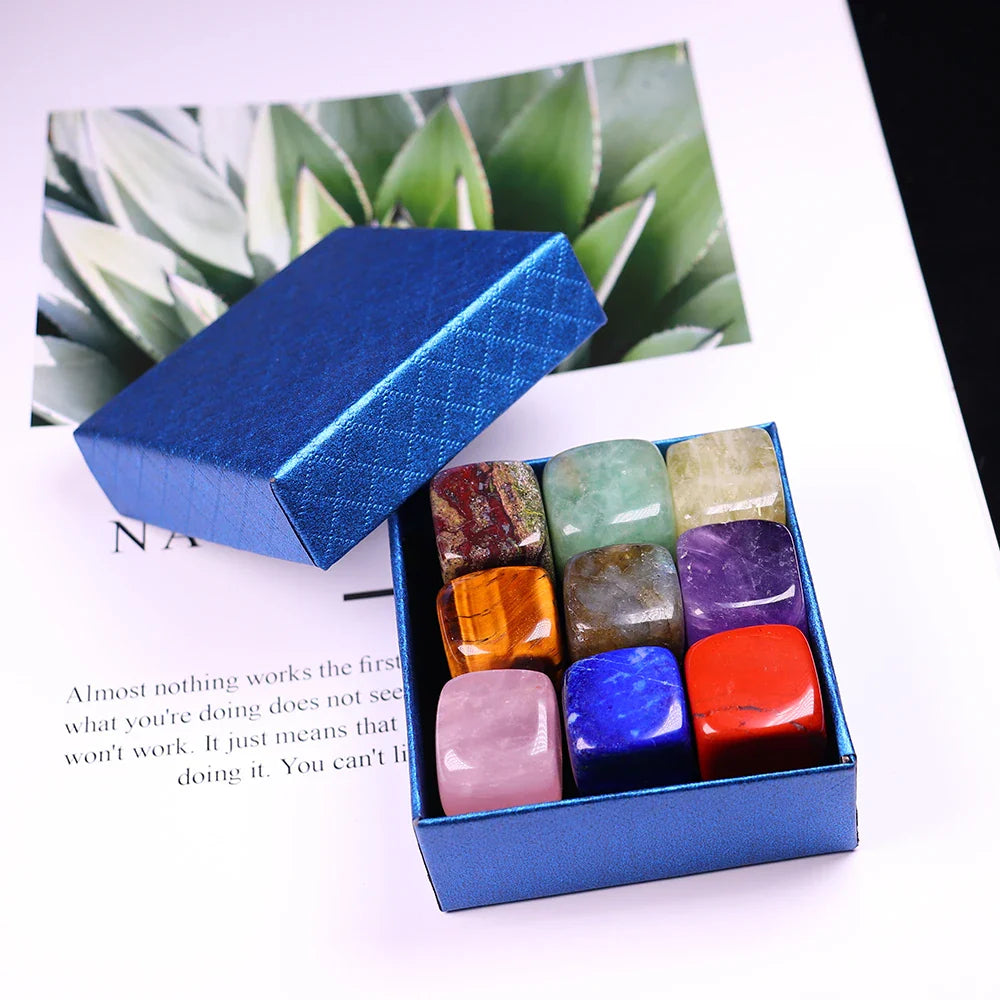9 Pcs/Set Natural Quartz Fossiles Block Gravel Crystals Agates Education Specimen Aura Stone Aquarium Decoration Gift Box - Korvel