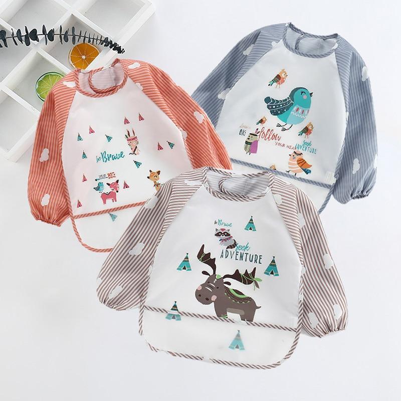 Adorable Waterproof Long Sleeve Baby Feeding Smock with Cartoon Design - Korvel
