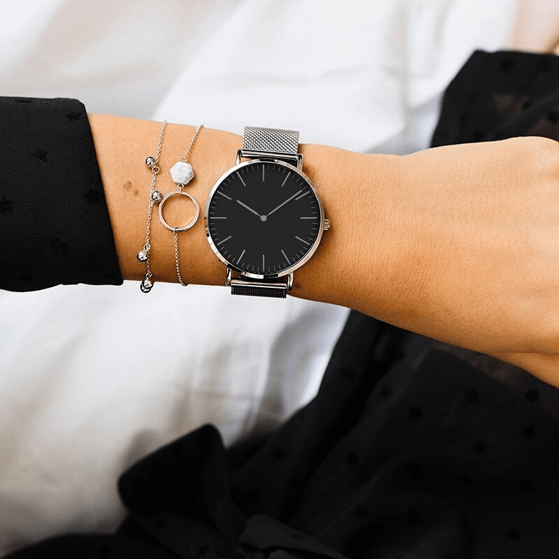 Montre en acier inoxydable ultra fine unisexe