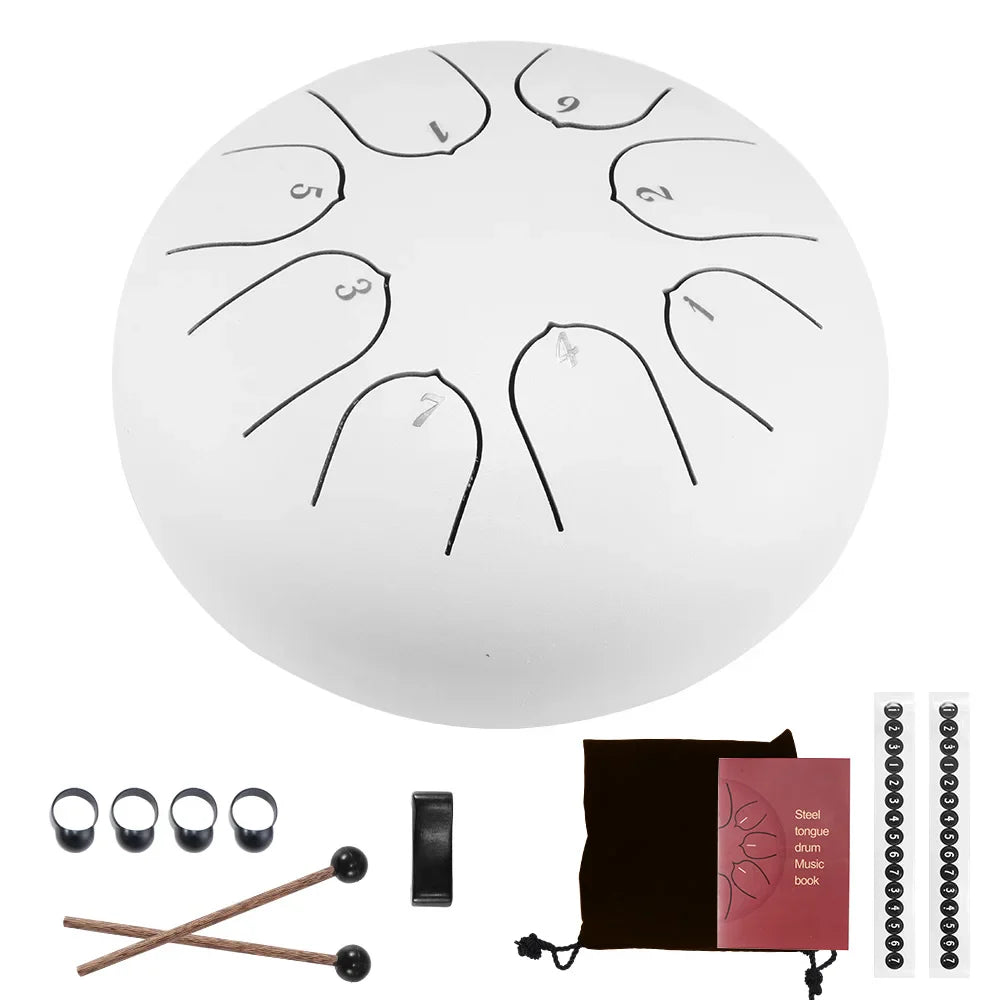 Tongue Drum 6 Inch Steel Tongue Drum Set 8 Tune Hand Pan Drum Pad Tank Sticks Carrying Bag Percussion Instruments Accessories - Korvel