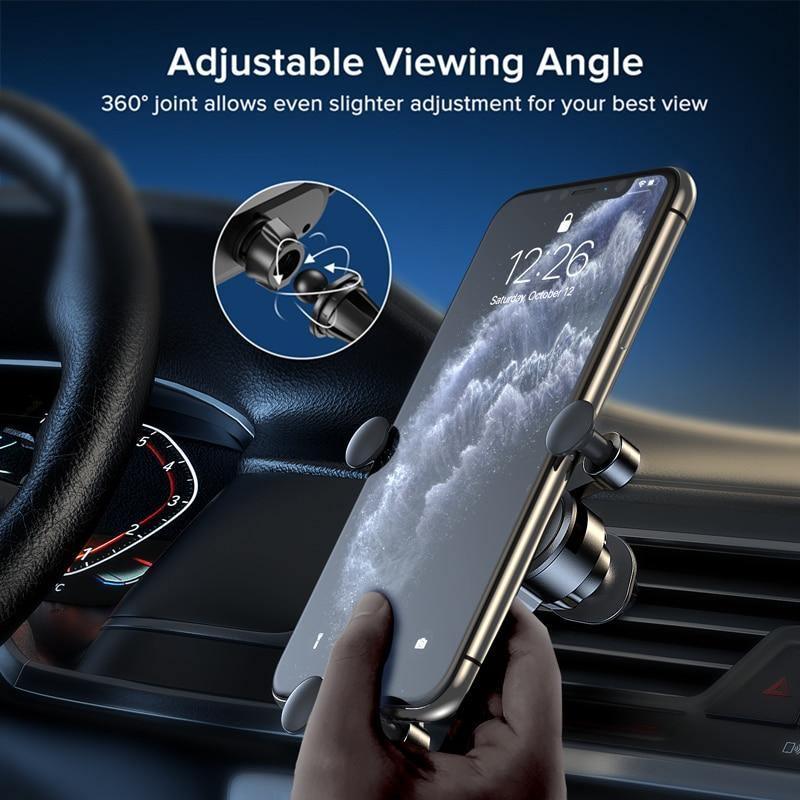 Support de téléphone gravité noir pour ventilation de voiture