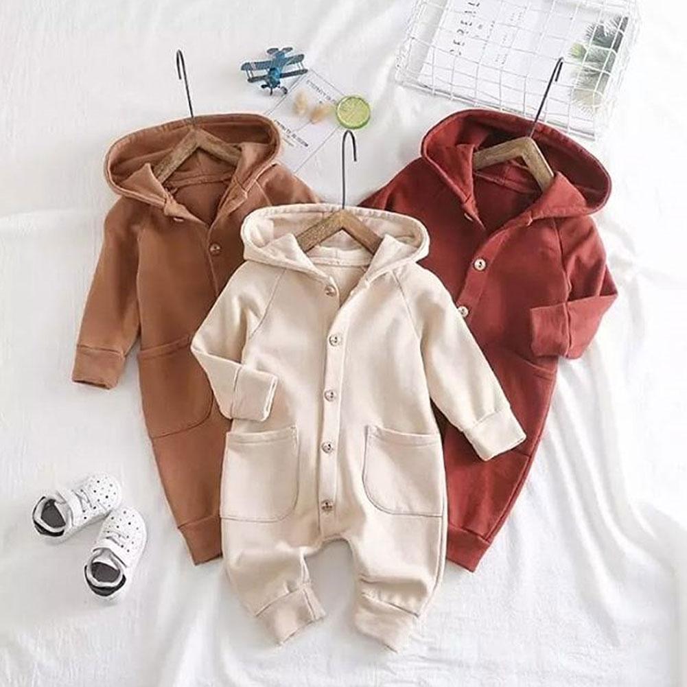 Premium Newborn Hooded Romper with Pockets
