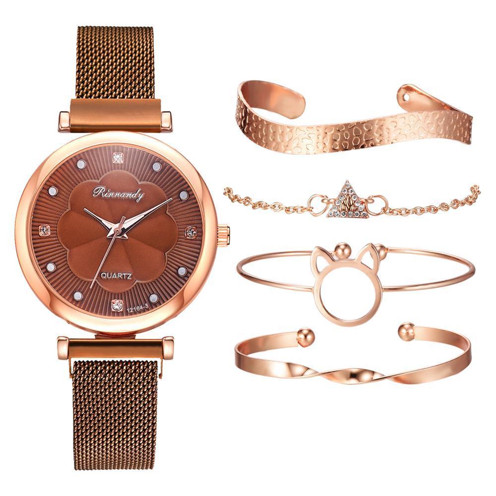 Ensemble de Montre à Quartz de Luxe pour Femmes avec Bracelet