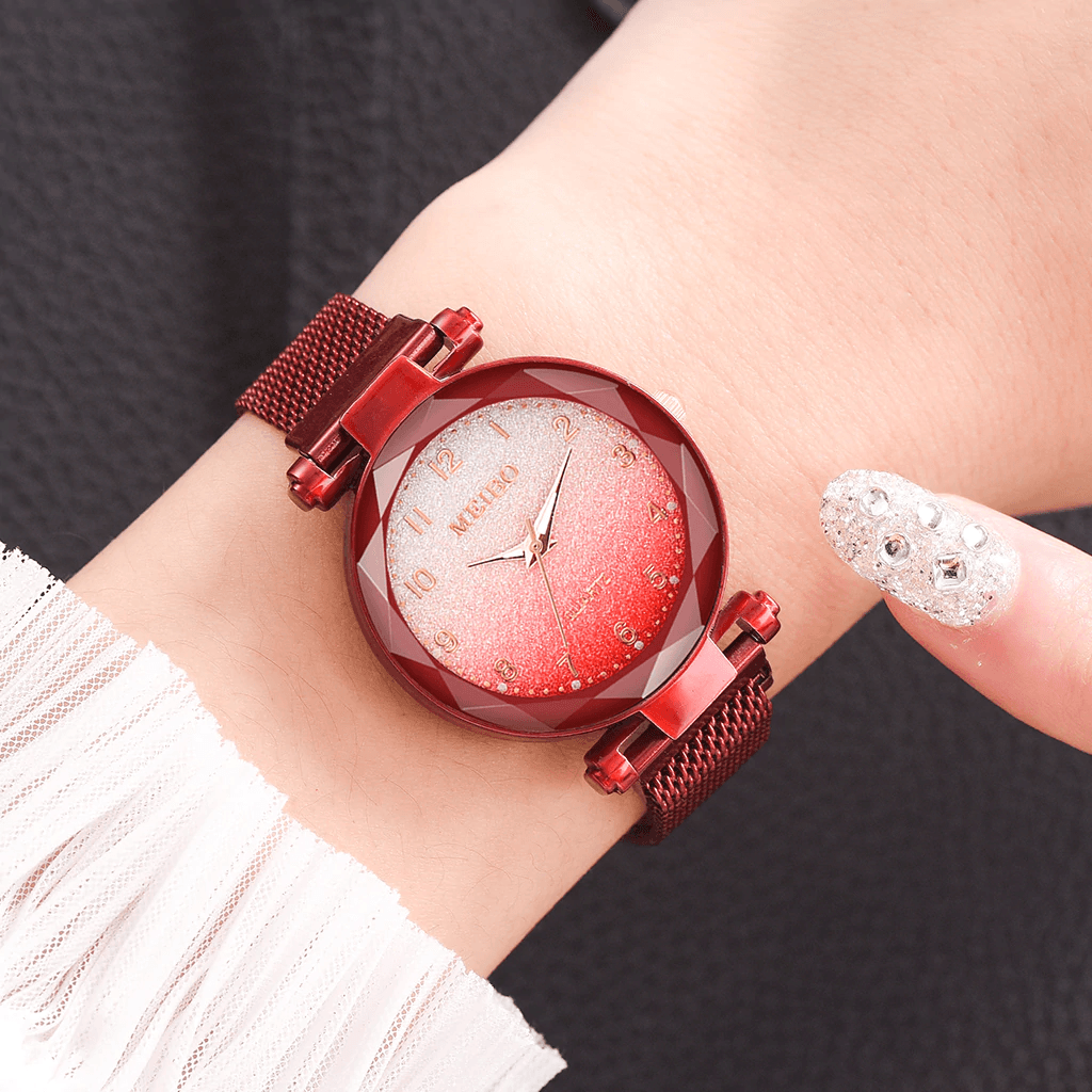 Montre de Luxe à Couleur Dégradée pour Femme avec Boucle Magnétique
