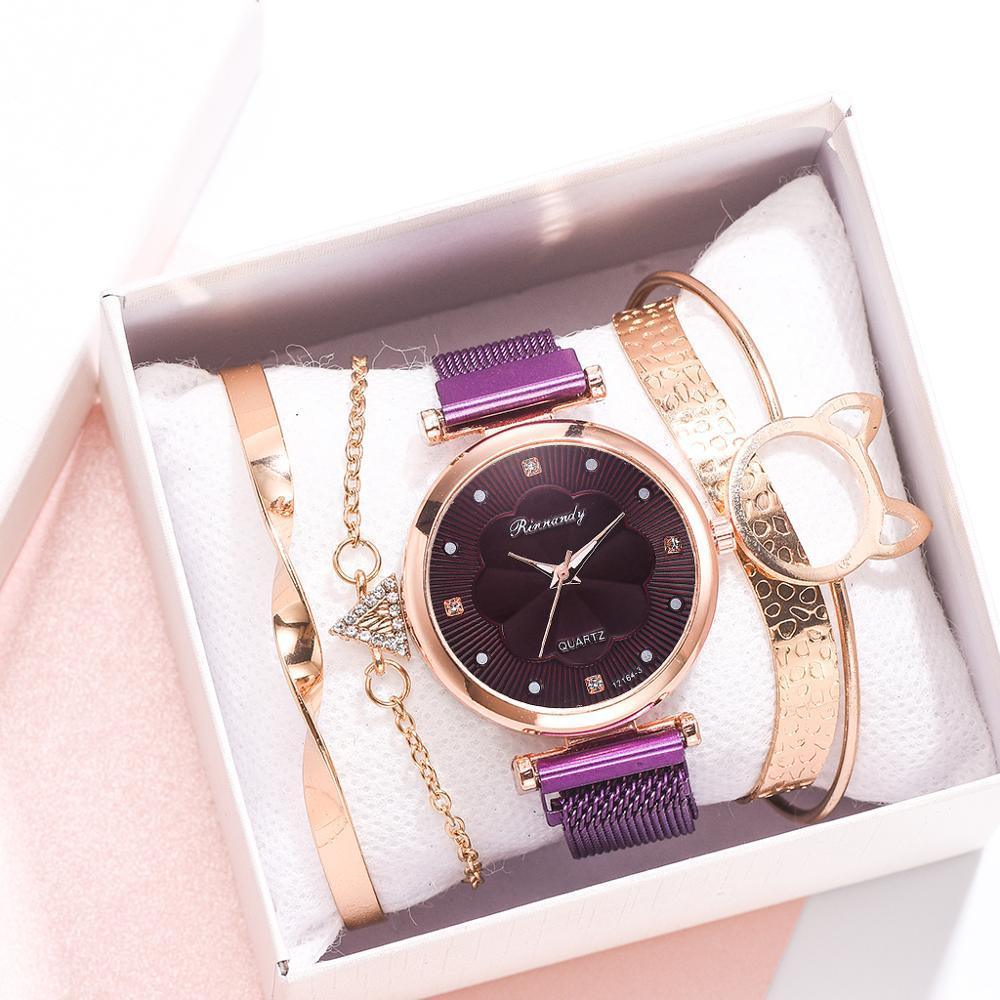 Ensemble de Montre à Quartz de Luxe pour Femmes avec Bracelet